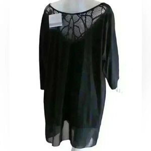 NWT Anthony Original -Sz xl Lace Lux Chiffon Back Jersey Knit Blouse Shirt Top